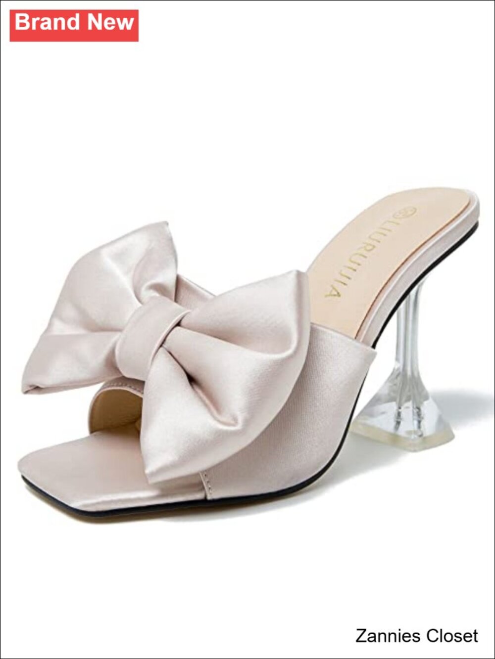 ✨ Satin Bow Mule Heels Square Open Toe Slip On Dressy Evening Party Wedding